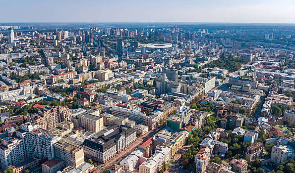 俯视,基辅,城市天际线,中心,市区,城市,,