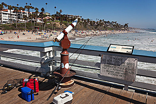 渔具,码头,海滩,加利福尼亚,美国