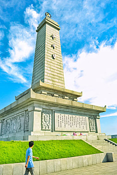 朝鲜平壤牡丹峰朝中友谊塔景观