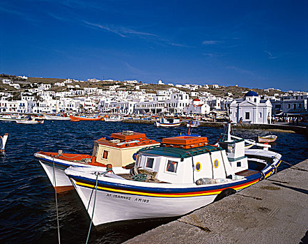 渔船,港口,米克诺斯岛,基克拉迪群岛,希腊群岛,希腊