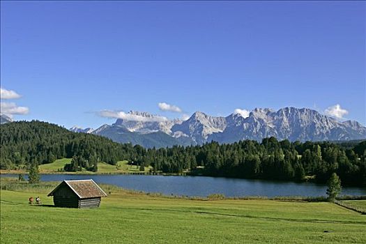 干草堆,湖,靠近,北方,链子,左边,右边,顶峰,上巴伐利亚,巴伐利亚,德国