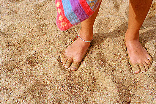 脚,沙子,海滩