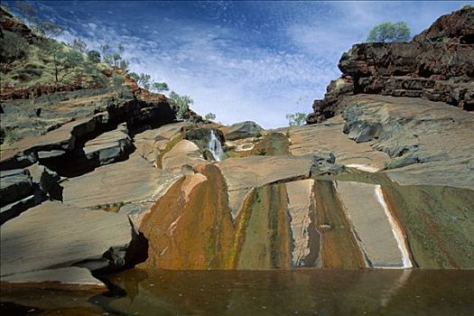 彩色,瀑布,峡谷,卡瑞吉尼国家公园,西澳大利亚,澳大利亚,大洋洲