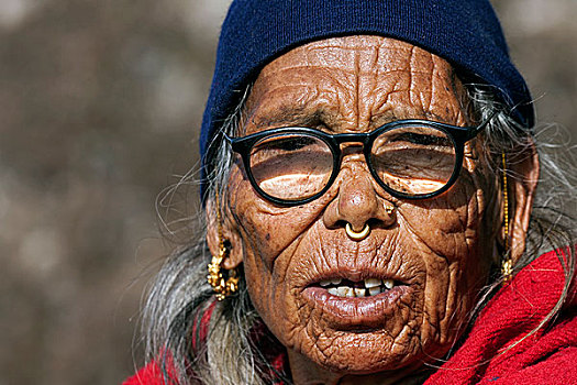 尼泊尔人,女人,眼镜,头像,加德满都山谷,尼泊尔,亚洲
