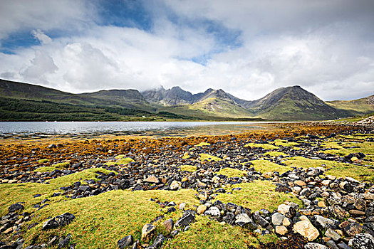湖,背影,库林丘陵,西高地,斯凯岛,苏格兰,英国,欧洲