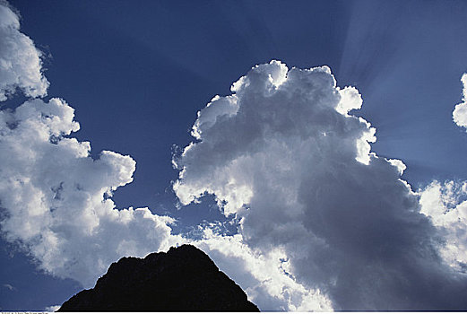 剪影,山,云,幽鹤国家公园,不列颠哥伦比亚省,加拿大