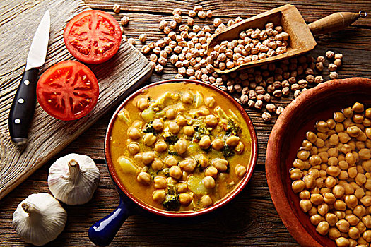 鹰嘴豆,炖,西班牙,烹饪,传统,成分
