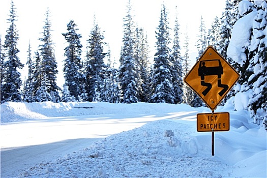 冰,道路警告标示