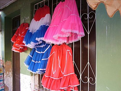 传统,彩色,裙子,店,康塞普西翁,巴拉圭