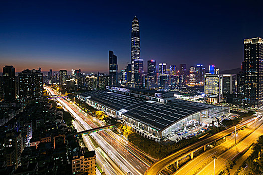 中国广东深圳中心区都市夜景