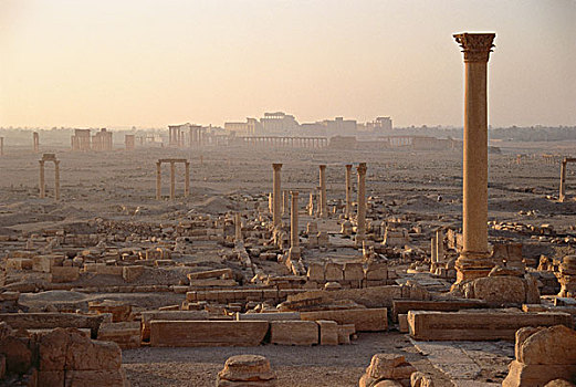 柱子,黄昏,叙利亚