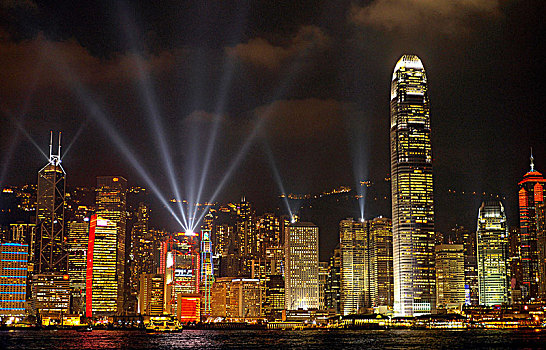 中国,香港,天际线,夜晚