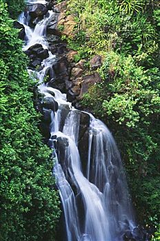 夏威夷,夏威夷大岛,哈玛库亚海岸,瀑布,缝隙,山