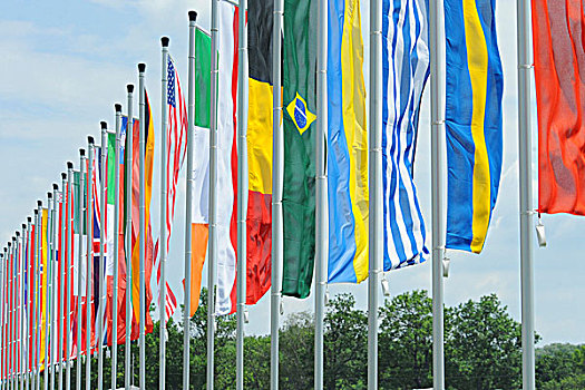 许多,不同,国家,旗帜,下奥地利州,奥地利,欧洲