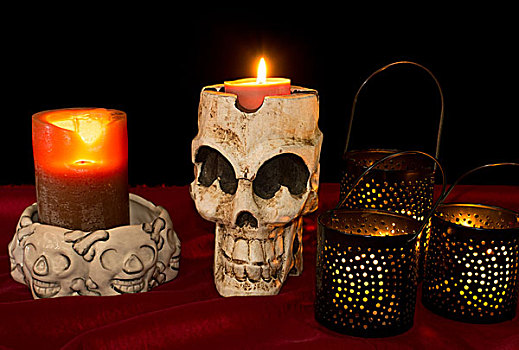 亡灵节,头骨,蜡烛