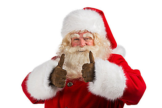 圣诞老人,站立,隔绝,白色背景,背景,竖大拇指