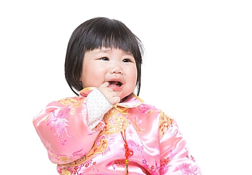 中国人,女婴,手指,吸吮,嘴