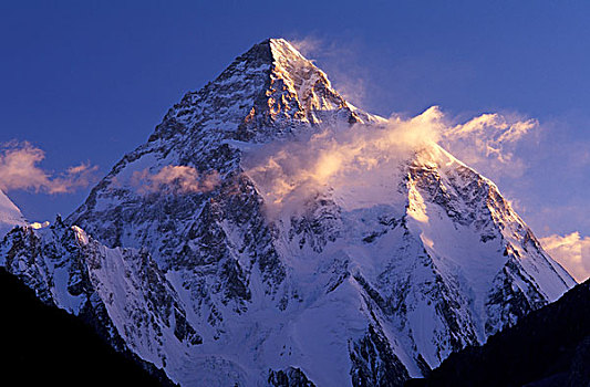 巴基斯坦,克什米尔,喜马拉雅山,喀喇昆仑,山脉,乔戈里峰,顶峰,脚