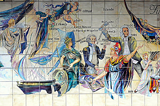 壁画,巴士底监狱,地铁,车站,巴黎,法国,欧洲