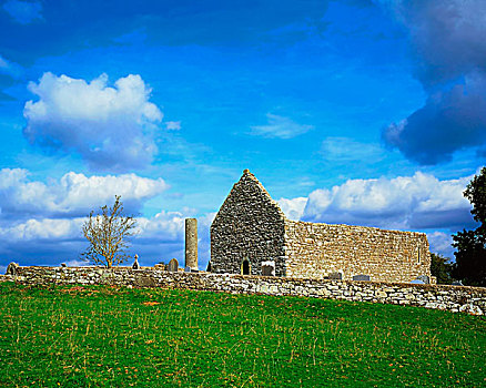 教堂,神圣,岛屿,湖,爱尔兰