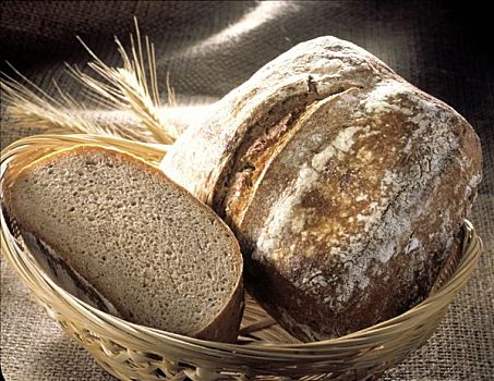 篮子,小麦面包,面包