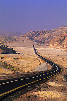 埃及,西奈半岛,靠近,沙漠,公路