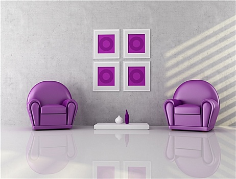 两个,紫色,扶手椅