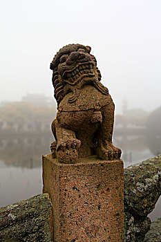 浙江舟山普陀山普济寺石狮子