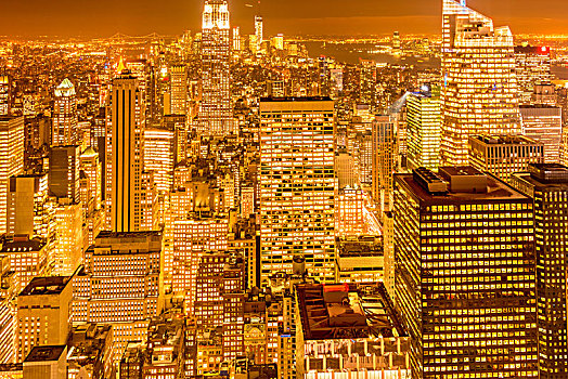 夜景,纽约,曼哈顿,日落