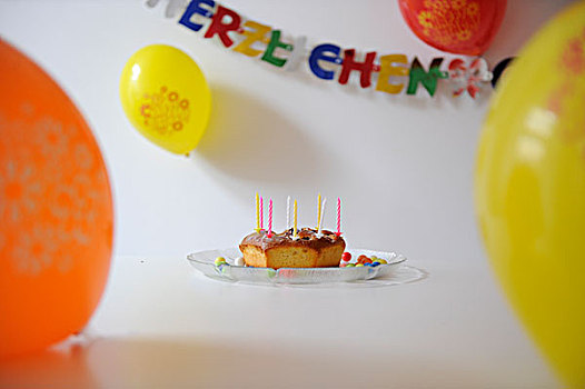 生日蛋糕,气球,装饰,生日,聚会