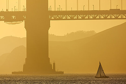 帆船,湾,金门大桥,旧金山湾,旧金山,加利福尼亚,美国