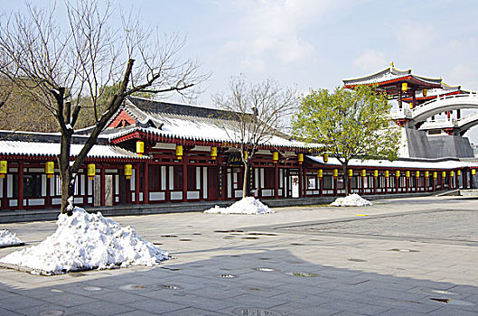 陕西西安大唐芙蓉园雪景