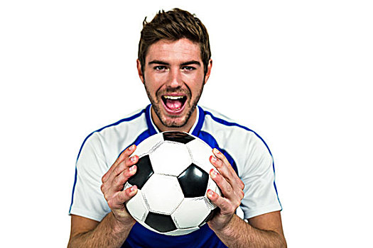 男人,头像,拿着,足球,张嘴,白色背景