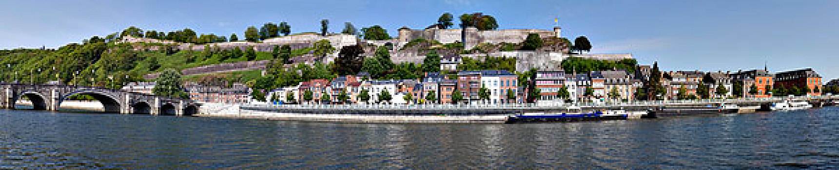 城堡,排,房子,河,默兹河,阿穆尔河,瓦龙,区域,比利时,欧洲