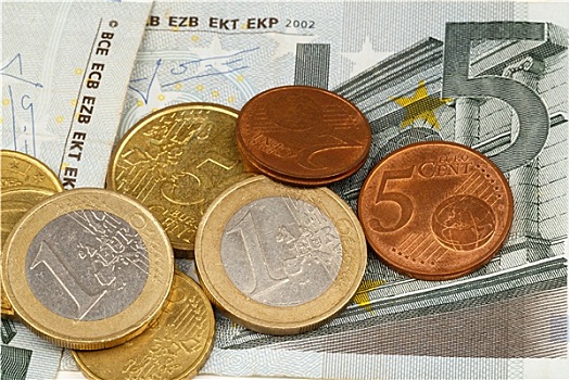 特写,欧元,钱,硬币