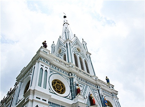 白色,教堂,泰国