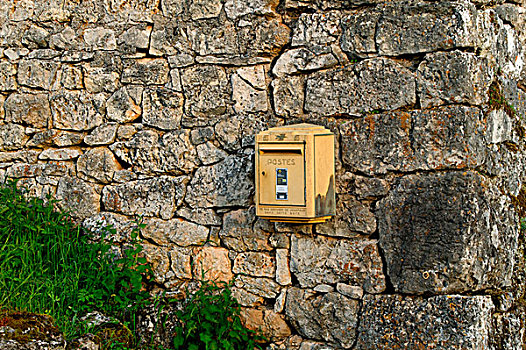 邮箱,石墙,洛泽尔省,法国,欧洲