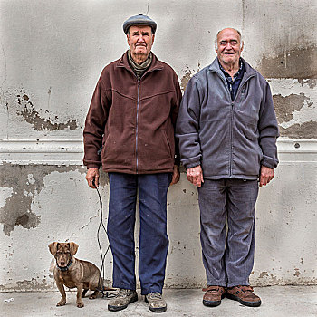 两个,老人,达克斯猎狗,西班牙,欧洲
