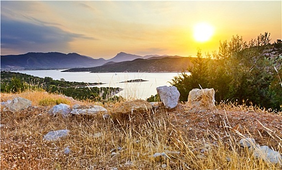日落,希腊