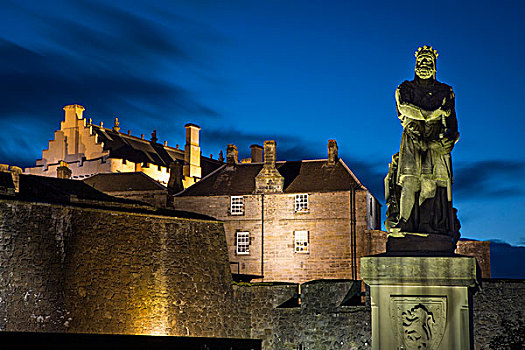 黎明,仰视,雕塑,斯特灵,城堡,苏格兰