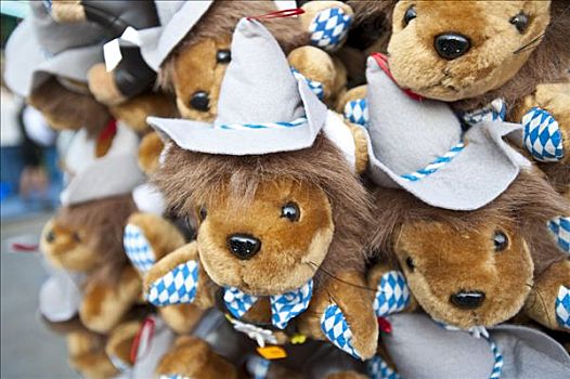狮子,毛绒玩具,巴伐利亚,帽子,围巾,节日,慕尼黑,德国