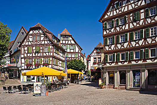 半木结构,房子,市场,奥登瓦尔德,地区,巴登符腾堡,德国,欧洲