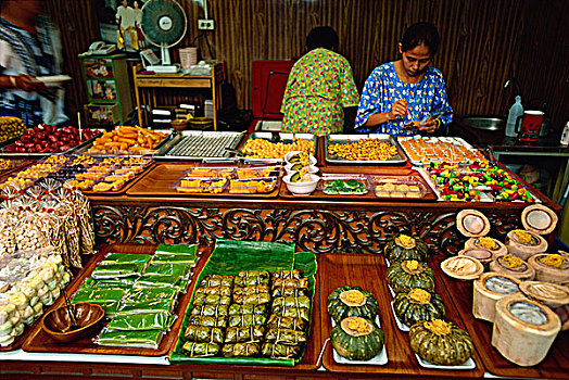 美味,食物,饮料,周末,市场,曼谷