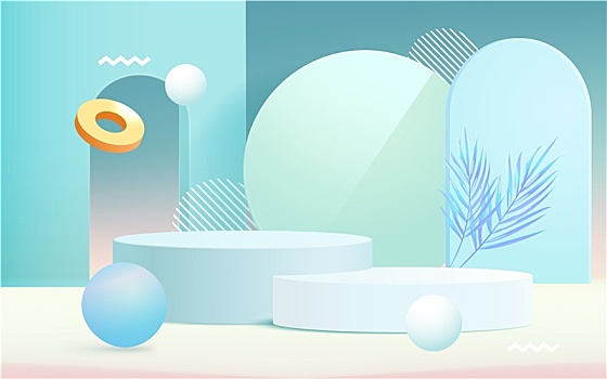 3D場景電商產品展臺簡約立體背景矢量插畫