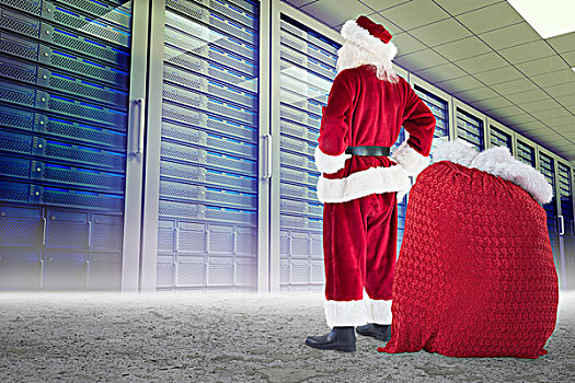 高兴,圣诞老人,袋,礼物