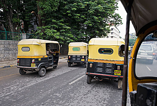 汽车,人力车,途中,班加罗尔,印度