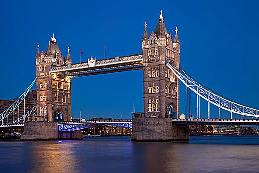 黎明,上方,桥,泰晤士河,伦敦,英格兰
