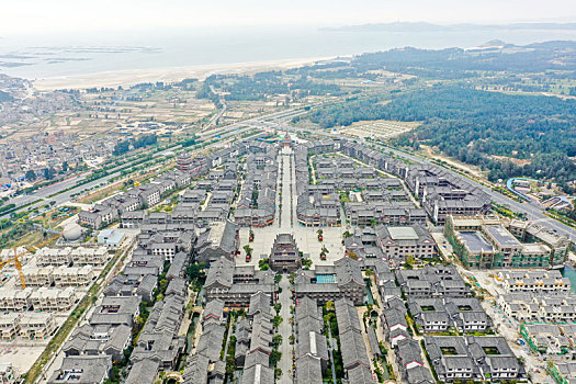 航拍福建福州平潭海坛古城