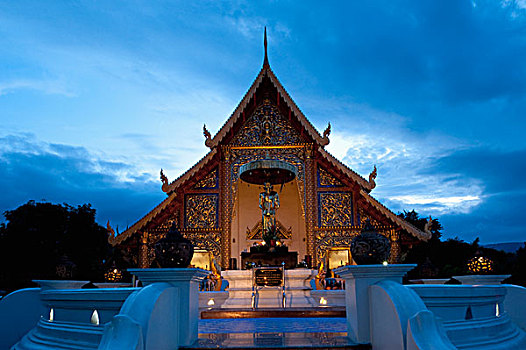 建筑,光亮,黄昏,清迈,泰国