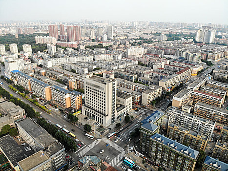 航拍辽宁省沈阳市沈河区大南街朝阳街南顺城路附近街景与城市风光